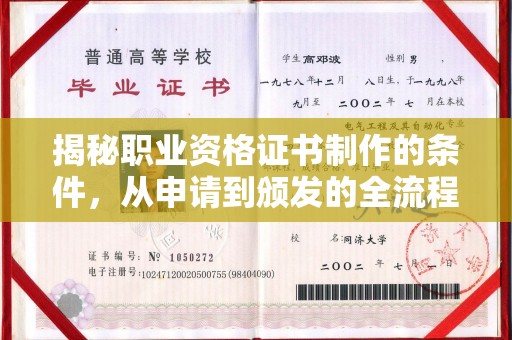 平阳揭秘职业资格证书制作的条件，从申请到颁发的全流程解析
